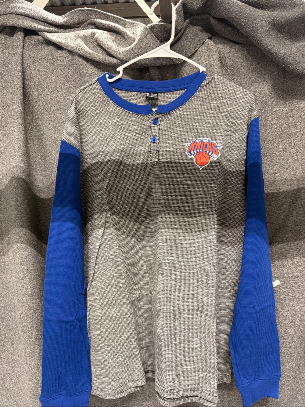 NBA Grey Waffle Henley with Royal Blue Trim